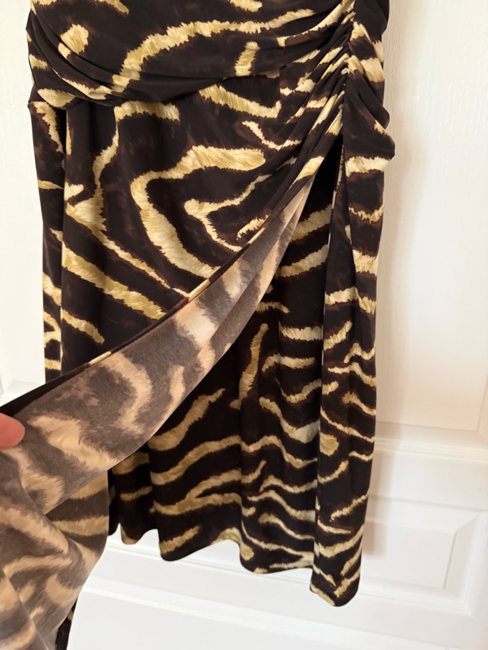 Ralph Lauren Sleeveless Brown & Tan Animal Print V-Neck Dress - Picture 6 of 10